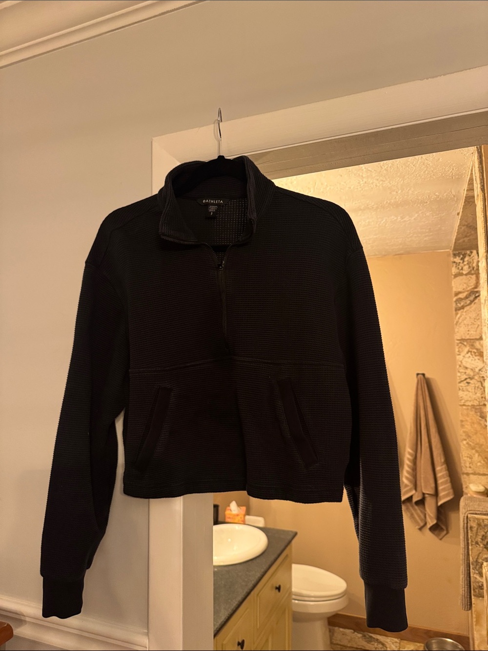 Athleta Black Lightweight Half-Zip Shirt Jacket